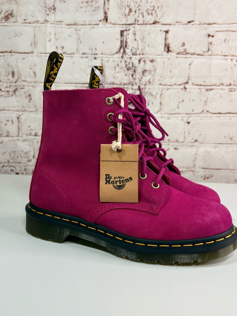 Dr. Martens Women's Hot Pink Lace-Up Leather Boots - Picture 2 of 14